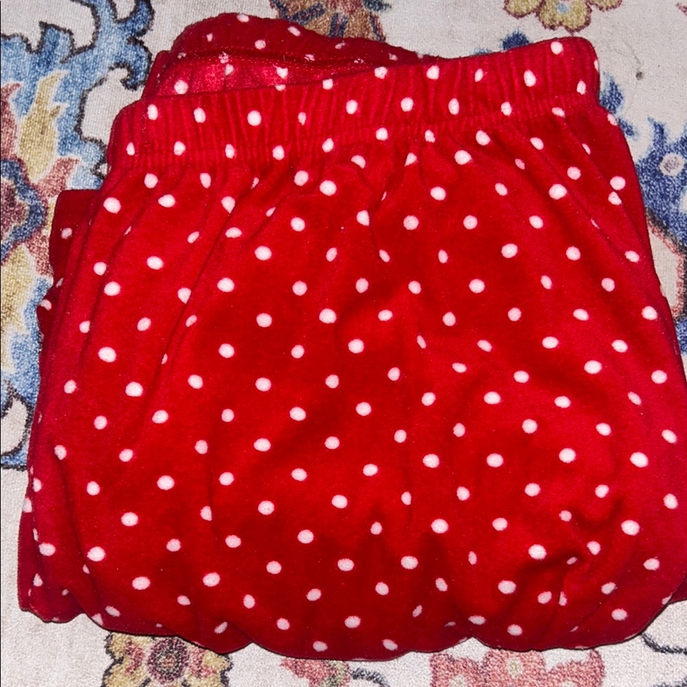 Women’s Croft and Barrow Fleece Red Polka Dot PJ Bottoms